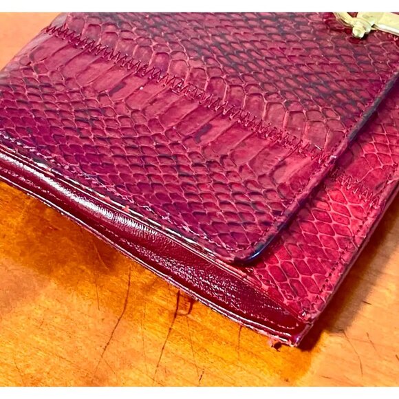 Vintage 1980s Jane Shilton Red Snakeskin Horse-bit Clasp Shoulder Bag/Clutch - Picture 7 of 8